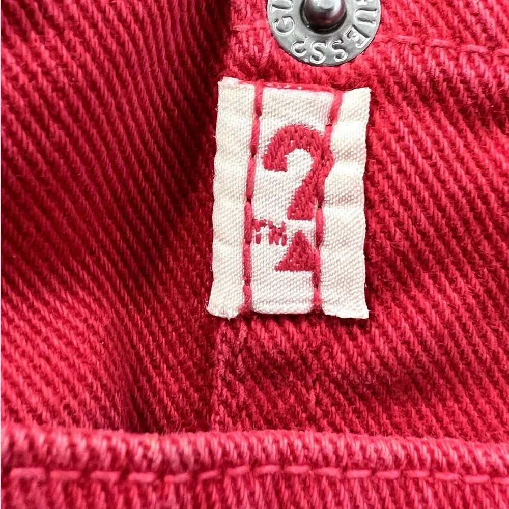 Guess 90s Red High Rise Canvas Jeans Made In USA Women’s 32 - Picture 7 of 13